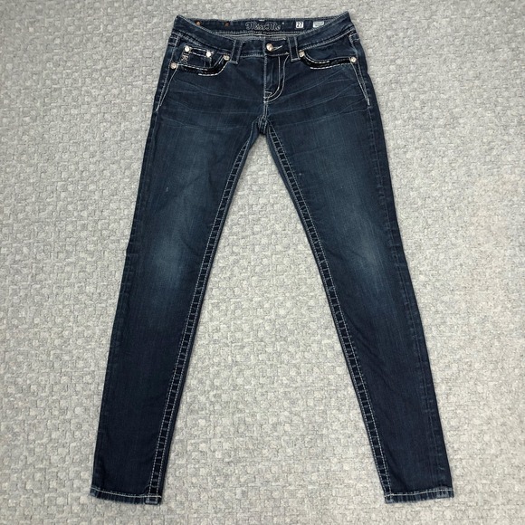 Miss Me Denim - Miss Me Jeans Womens 27 Dark Wash Jegging Skinny Stretch Embellished Pockets Day